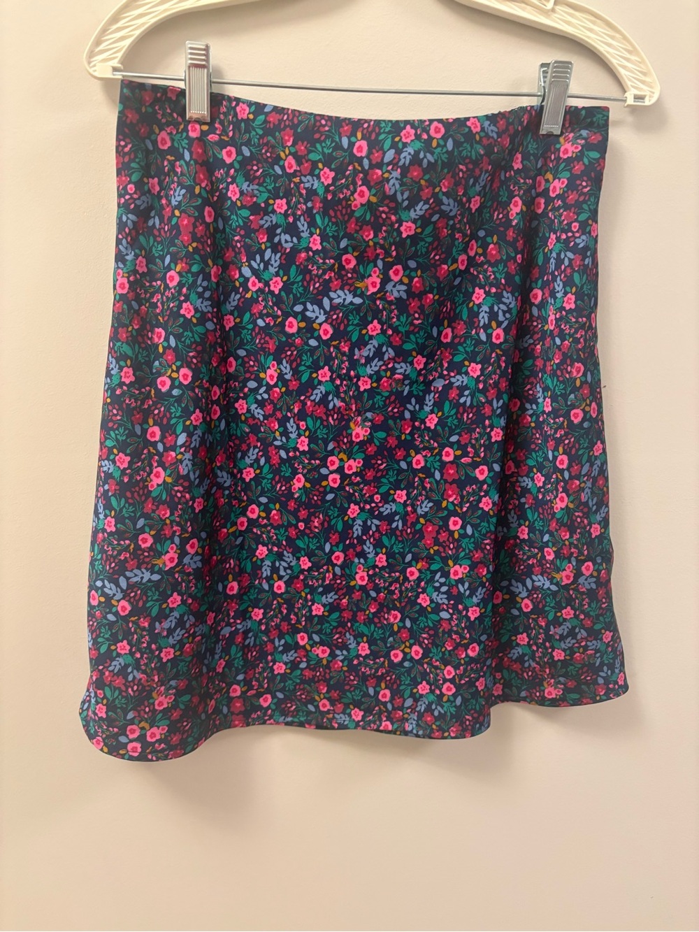 NWT J. Crew Navy Floral A-Line Skirt with Pink & Blue Flowers